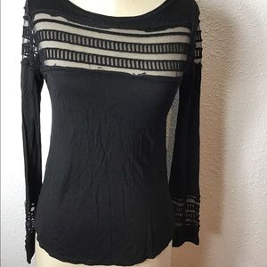 Free people black long sleeve blouse size XS